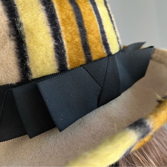 Yves Saint Laurent Vintage YSL Saks Fifth Avenue Boho Mod Striped Wool Hat RARE - Picture 6 of 16